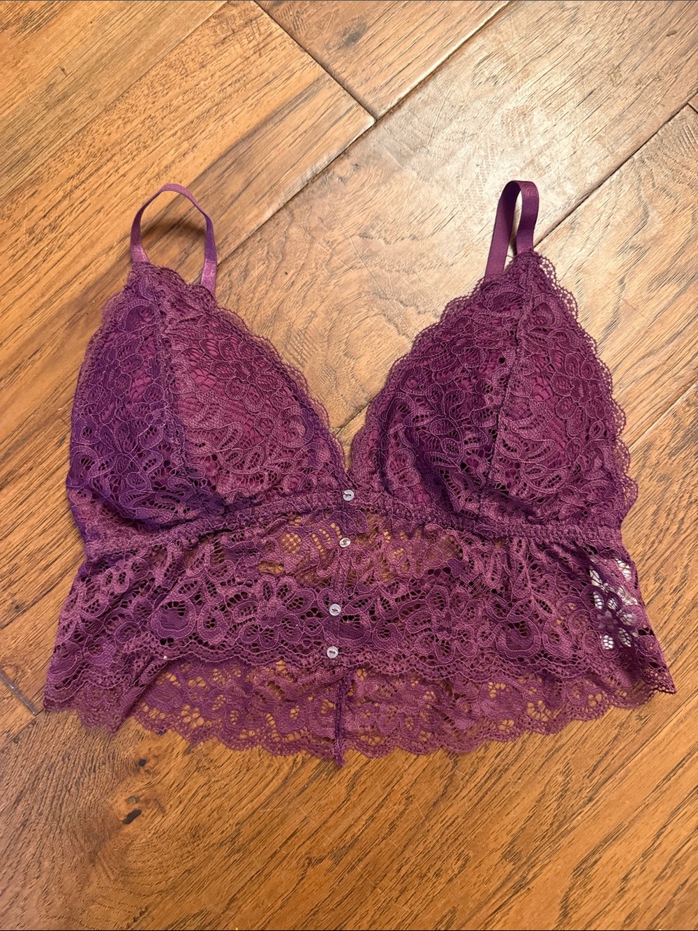 Jessica Simpson Lace Bralette Crop Top in Plum Size L